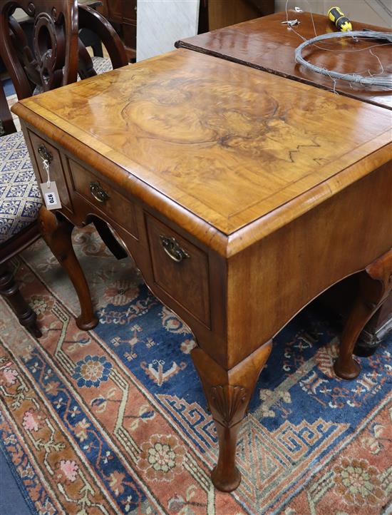 A 1920s George I style figured walnut lowboy W.76cm